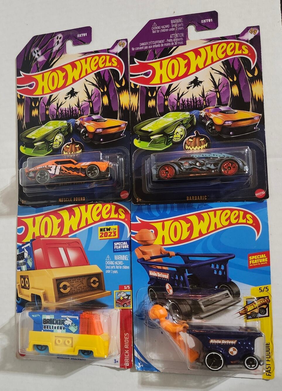 Hot Wheels Lot of 4 Halloween Muscle Bound Barbaric Fast Foodie MEGA
